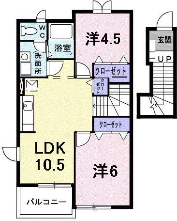 カーサ・グレイス(2LDK/2階)の間取り写真