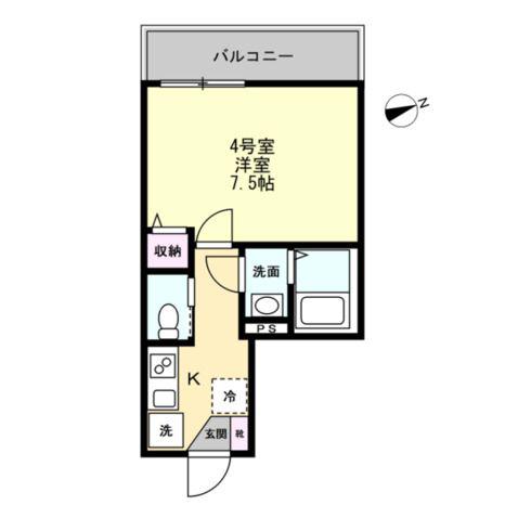 六浦5丁目IIアパート(1K/2階)の間取り写真