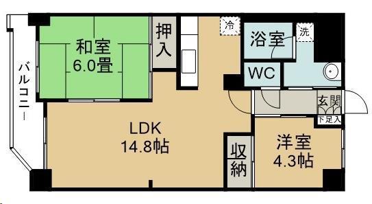エミネンス宮城野(2LDK/4階)の間取り写真
