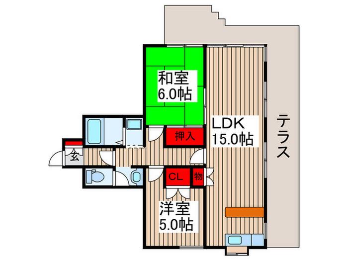 エクセルウェーブ(2LDK/1階)の間取り写真