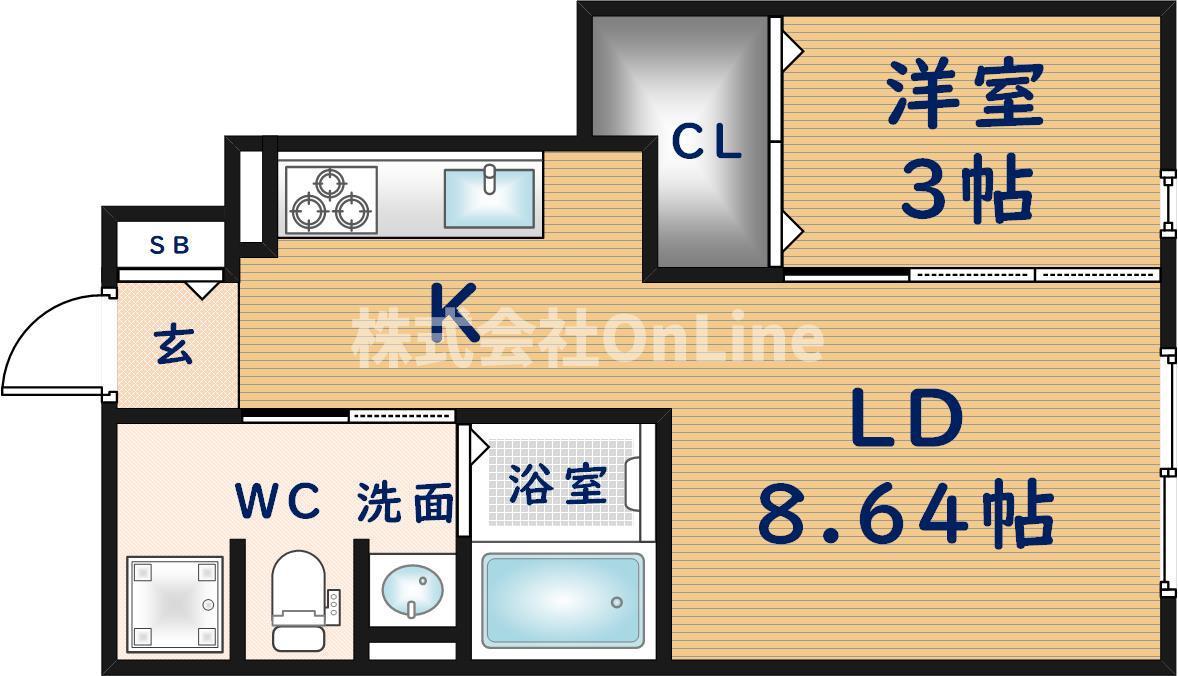 EVERGREEN(1LDK/1階)の間取り写真