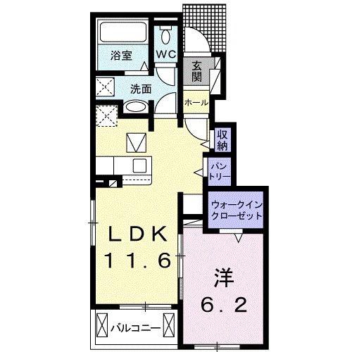 ル・ソレイユI(1LDK/1階)の間取り写真