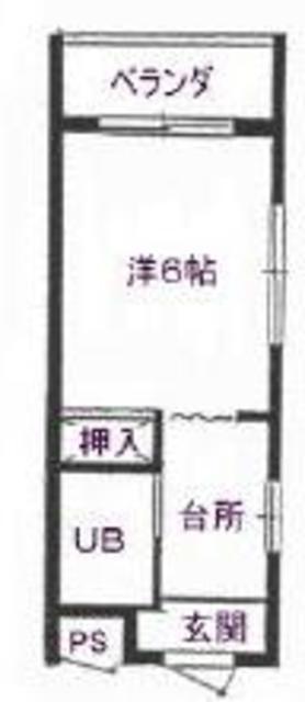 ハイツ向ヶ丘(1K/2階)の間取り写真