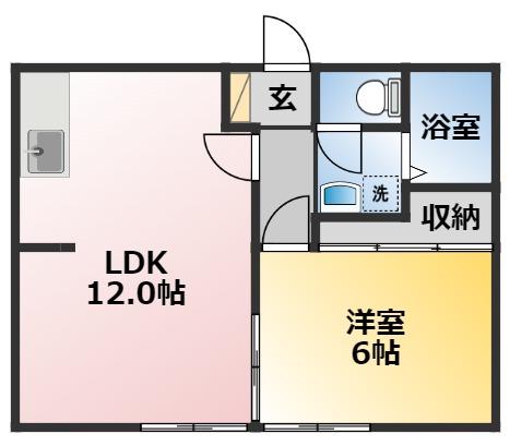 ビーライン篭田(1LDK/2階)の間取り写真