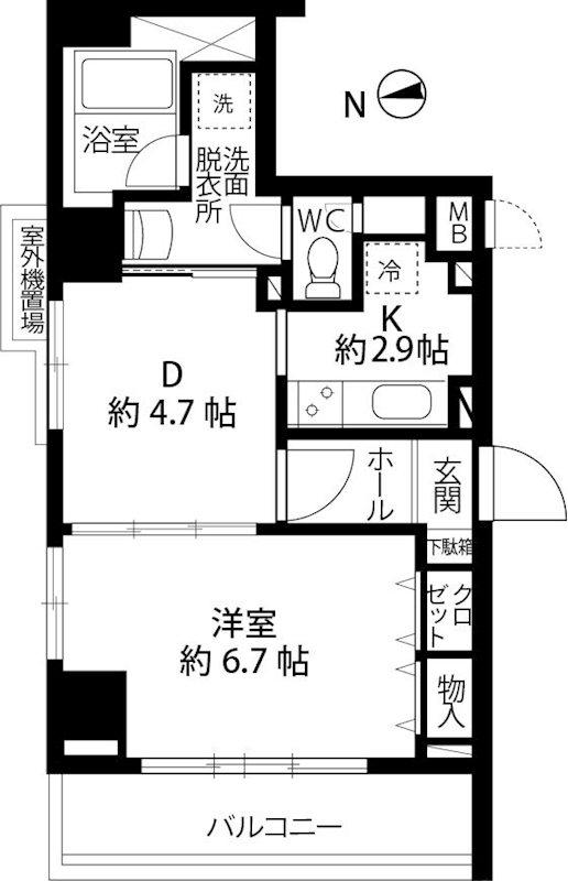HMビル(1DK/9階)の間取り写真
