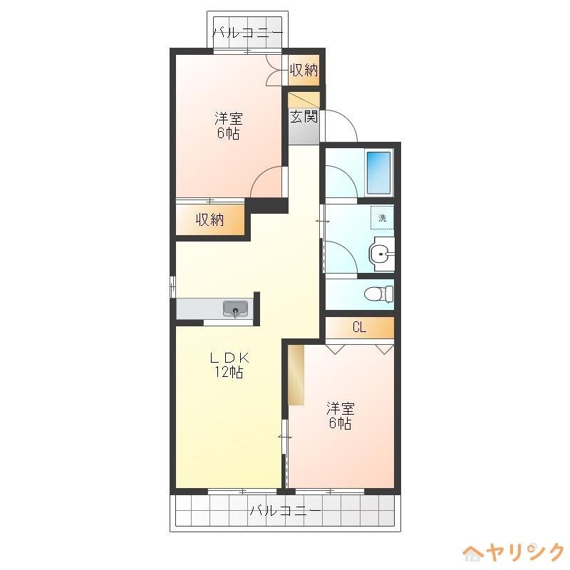 サニーヒルズ・坂巻(2LDK/1階)の間取り写真