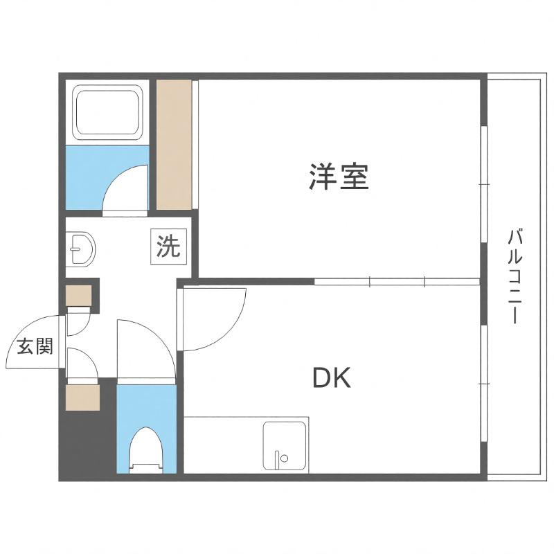 ハイフィールド88(1DK/4階)の間取り写真