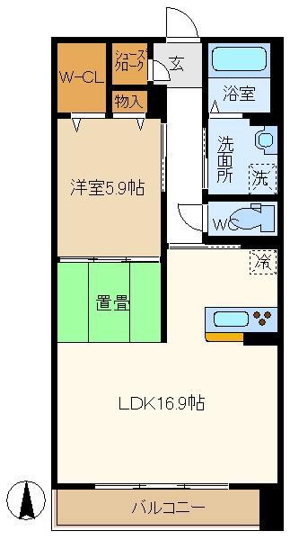 GRAND STAGE(1LDK/1階)の間取り写真