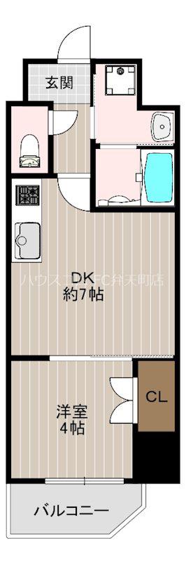 クローバー・レジデンス弁天町(1DK/2階)の間取り写真