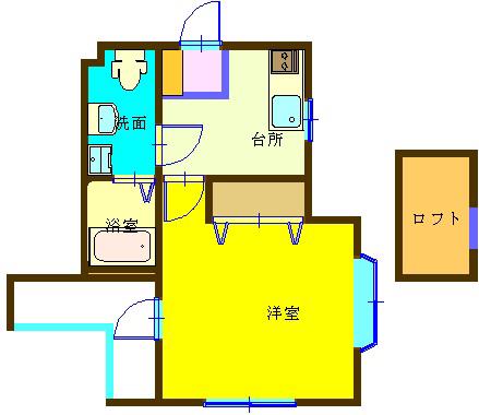 YKパレス(1K/2階)の間取り写真