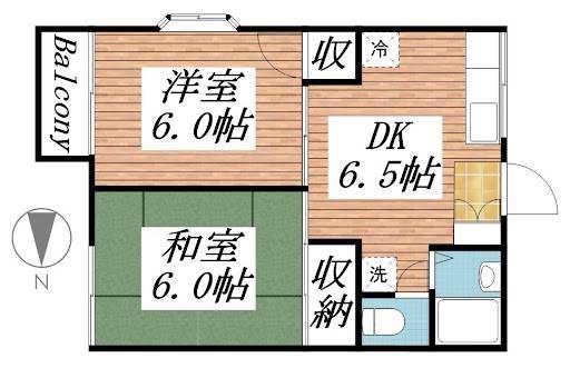 ホワイトハイツミサキI(2DK/1階)の間取り写真