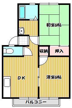 ハイツ瀬戸B棟(2DK/1階)の間取り写真