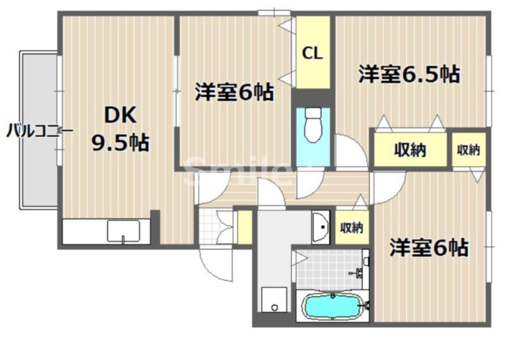 セジュール今C棟(3DK/3階)の間取り写真
