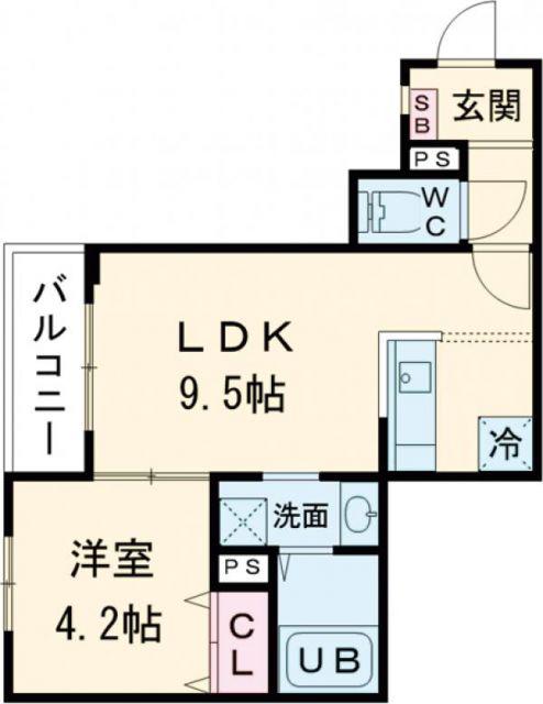 F ASECIA POLAKE(1LDK/1階)の間取り写真