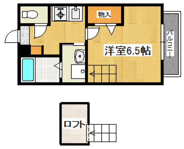 セジュールZENZO B棟(1K/2階)の間取り写真