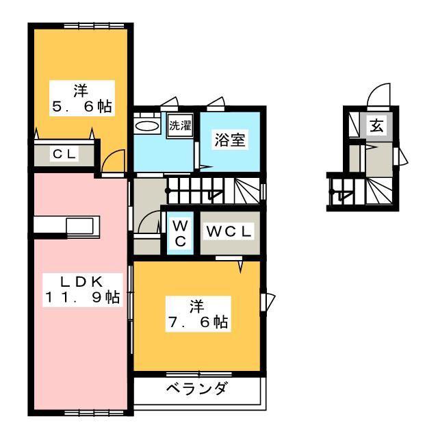 ベルグラン(2LDK/2階)の間取り写真