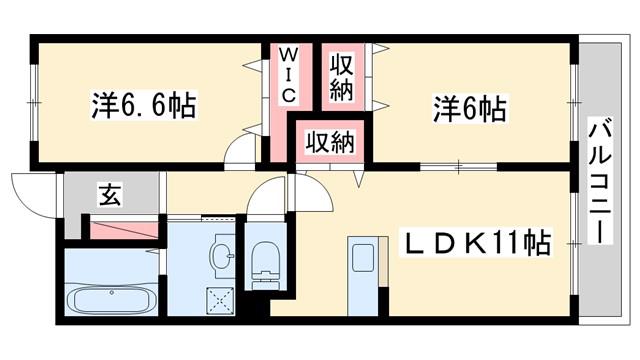 メゾン・ド・フレール(2LDK/1階)の間取り写真