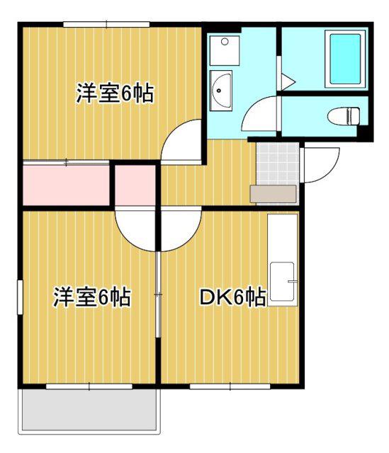 コーポ下石田II(2DK/2階)の間取り写真