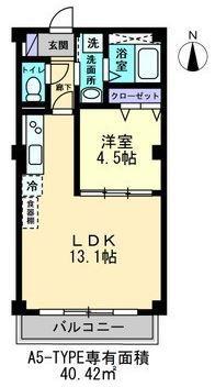 プランドールES(1LDK/2階)の間取り写真