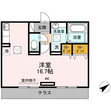 KYAMS(ワンルーム/1階)の間取り写真