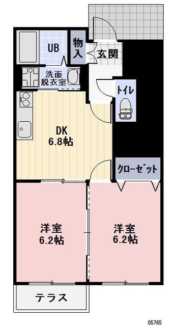 カーサラッフィナートA棟(2DK/1階)の間取り写真