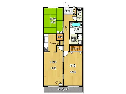 タウンコート駅南 305(2LDK/3階)の間取り写真