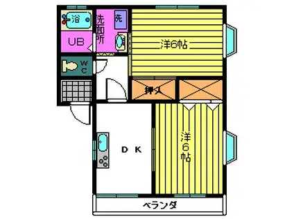 さくらハイツA(2DK/2階)の間取り写真