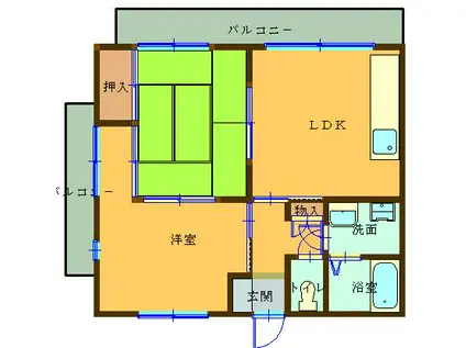 ピュア松本(2LDK/3階)の間取り写真