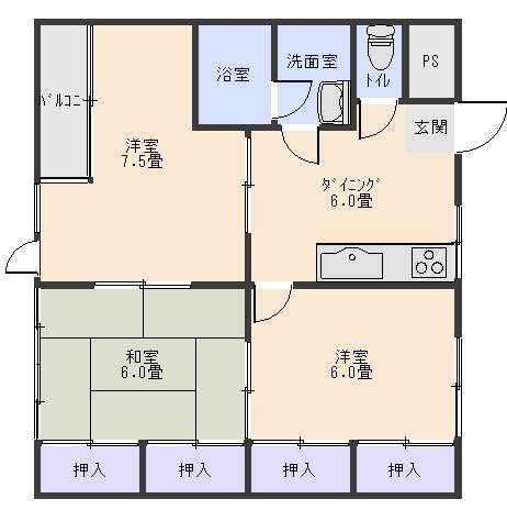 イガリビル(3DK/3階)の間取り写真