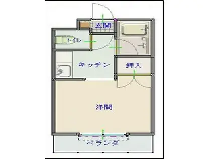 第2かぐらおハイツ(1K/1階)の間取り写真