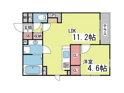 エスポワール(1LDK/1階)の間取り写真