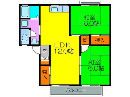アークヒルズ(2LDK/2階)の間取り写真