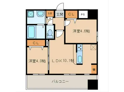 ランドマーク和白(2LDK/10階)の間取り写真