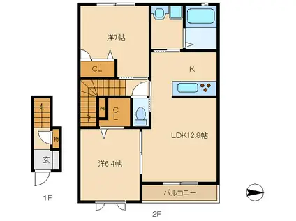 シャーメゾン清水(2LDK/2階)の間取り写真