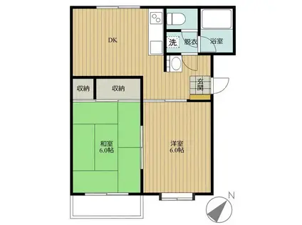 コーポドリーム(2DK/1階)の間取り写真