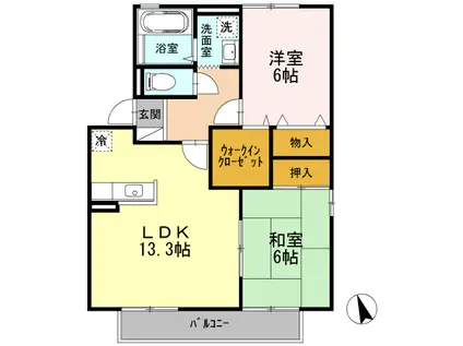 ジュネス II(2LDK/1階)の間取り写真