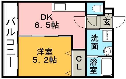 ア・ルーラ東合川(1DK/3階)の間取り写真