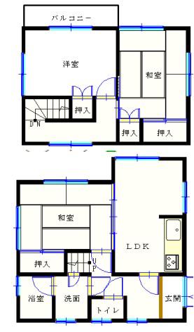 三谷ハイツ(3LDK/1階)の間取り写真