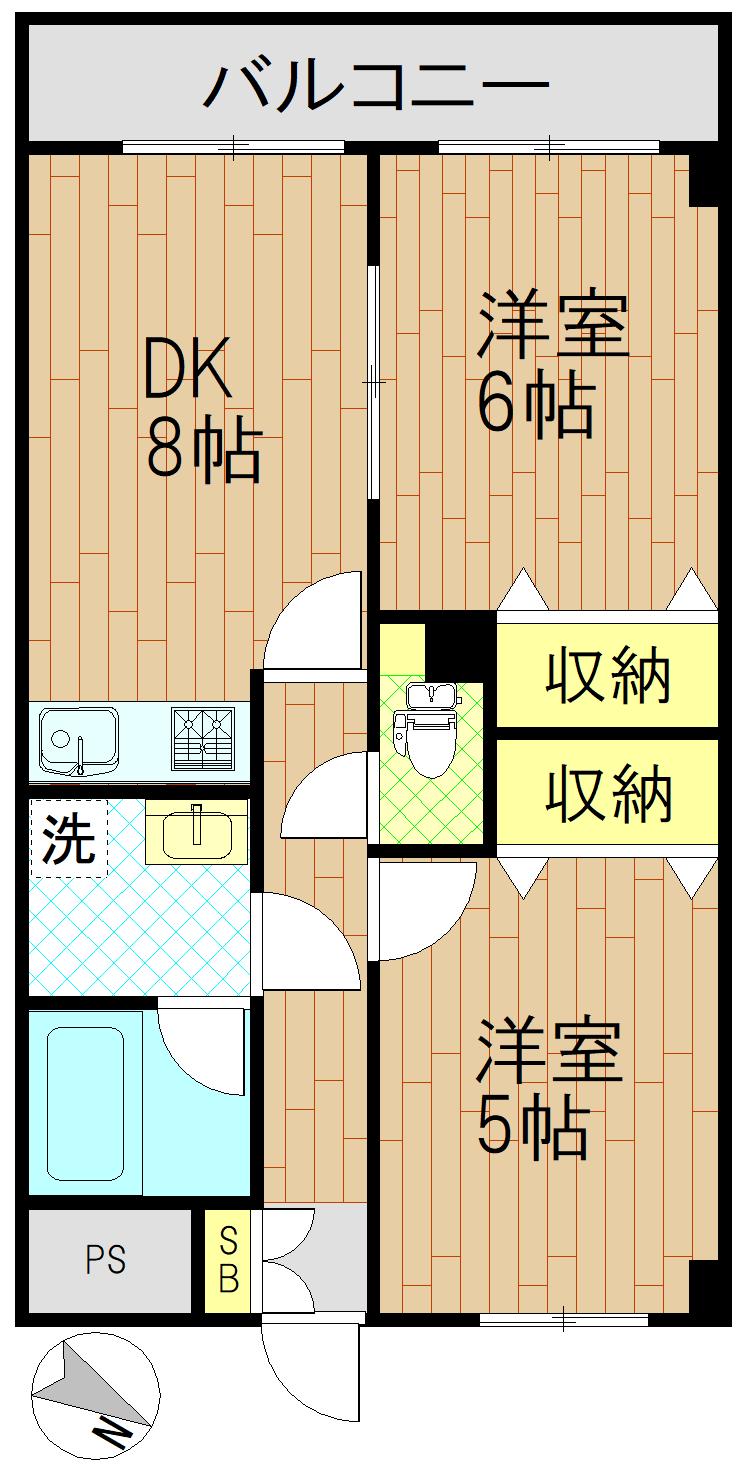 福本ダイヤマンションIII(2DK/3階)の間取り写真