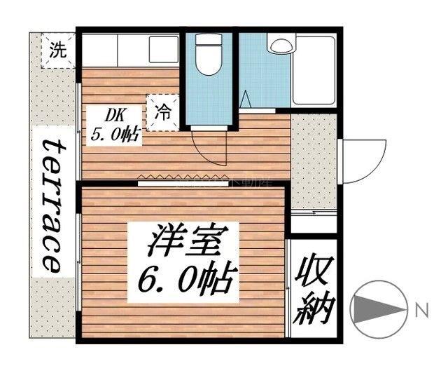 西部第3ハイツ(1DK/1階)の間取り写真