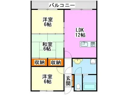 サンライズ恵比須(3LDK/5階)の間取り写真