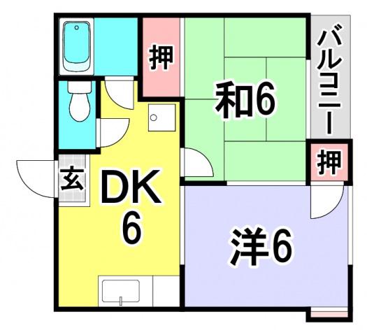シートピア井口台(2DK/3階)の間取り写真