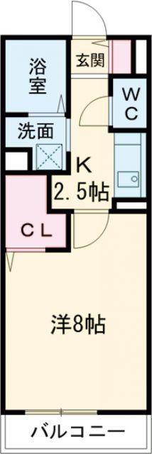 ガノスA・B・C(1K/2階)の間取り写真
