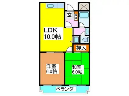 TWIN COURT HIRATA(2LDK/2階)の間取り写真