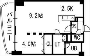 グランカーサ永山公園通ウエスト(1LDK/10階)の間取り写真