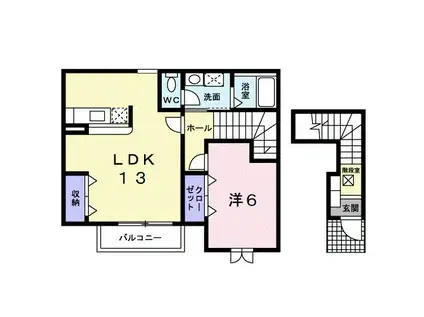 ボニート(1LDK/2階)の間取り写真