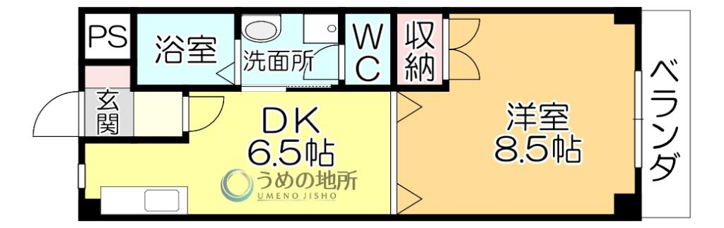 メディアハウスキャビン(1DK/1階)の間取り写真
