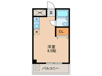 ローリングヒルズ(ワンルーム/1階)の間取り写真