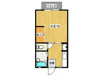 シャトル高橋(1K/1階)の間取り写真