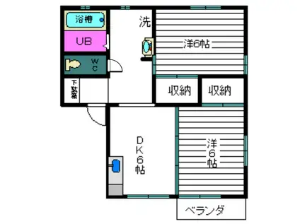 メゾンレガロ(2DK/2階)の間取り写真